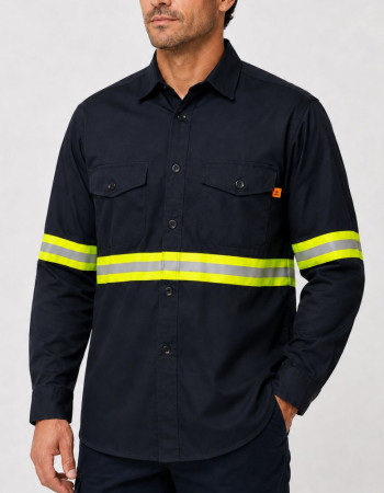 CAMISA DE TRABAJO FORTE AZUL MARINO MANGA LARGA  CON REFLECTIVO