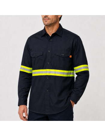 CAMISA DE TRABAJO FORTE AZUL MARINO MANGA LARGA  CON REFLECTIVO